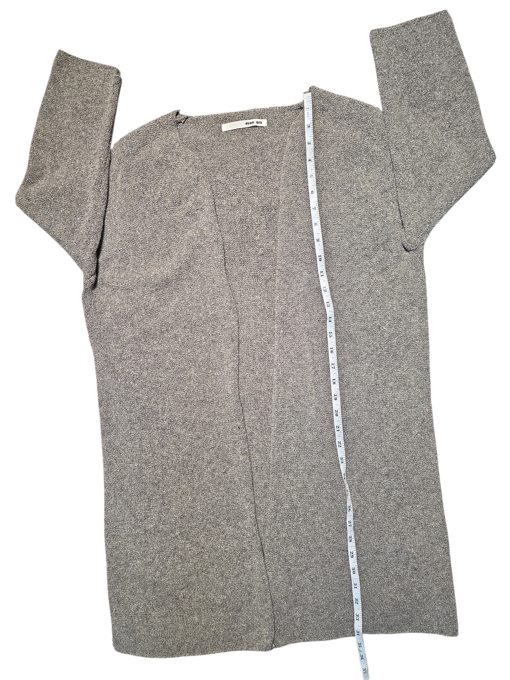 Evam Eva Wool Boucle Long Open Cardigan Coat Gray Size 1 Made in Japan - Picture 7 of 9
